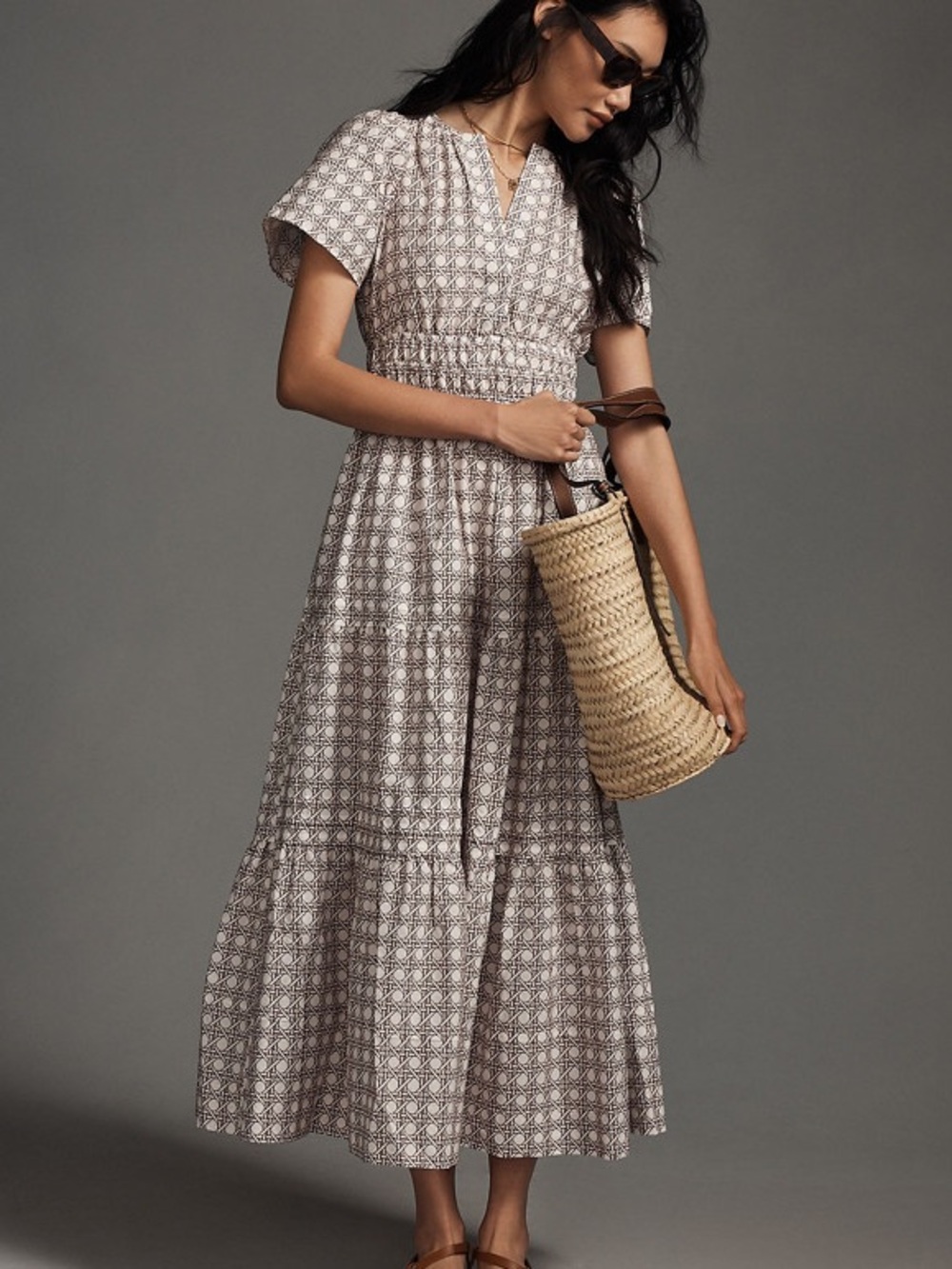 Anthropologie Somerset Maxi Dress Geometric Print Cotton 1X